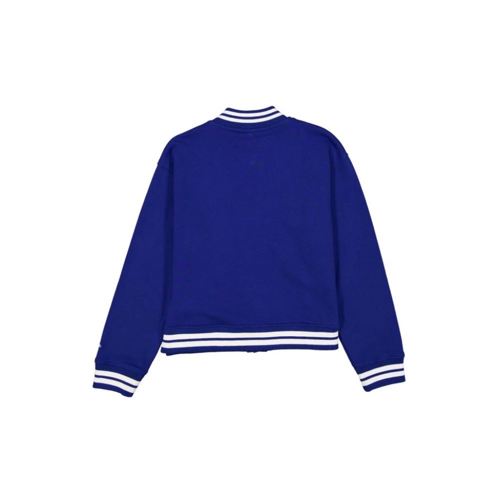 NFL Throwback Women’s Snap Front NY Giants Blue and White Varsity Jacket - Picture 6 of 11